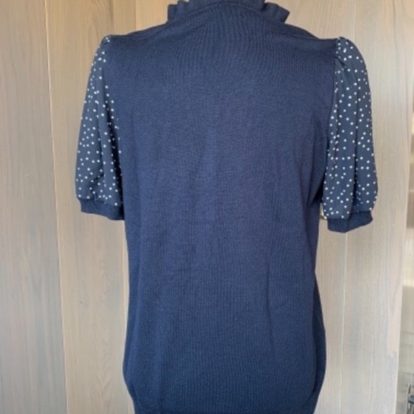 ADRIANNA PAPELL Navy Knit Puff Sleeve *NWT* - Picture 3 of 8